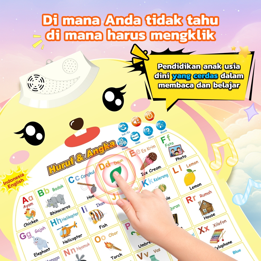Bermanfaat Poster Pintar Anak Poster Bicara Kelinci Bahan ABS Plastik Ramah Lingkungan Aman Tidak Be