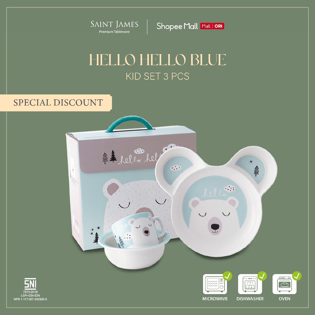 Saint James Kid Set Hello Hello - Set Piring Anak