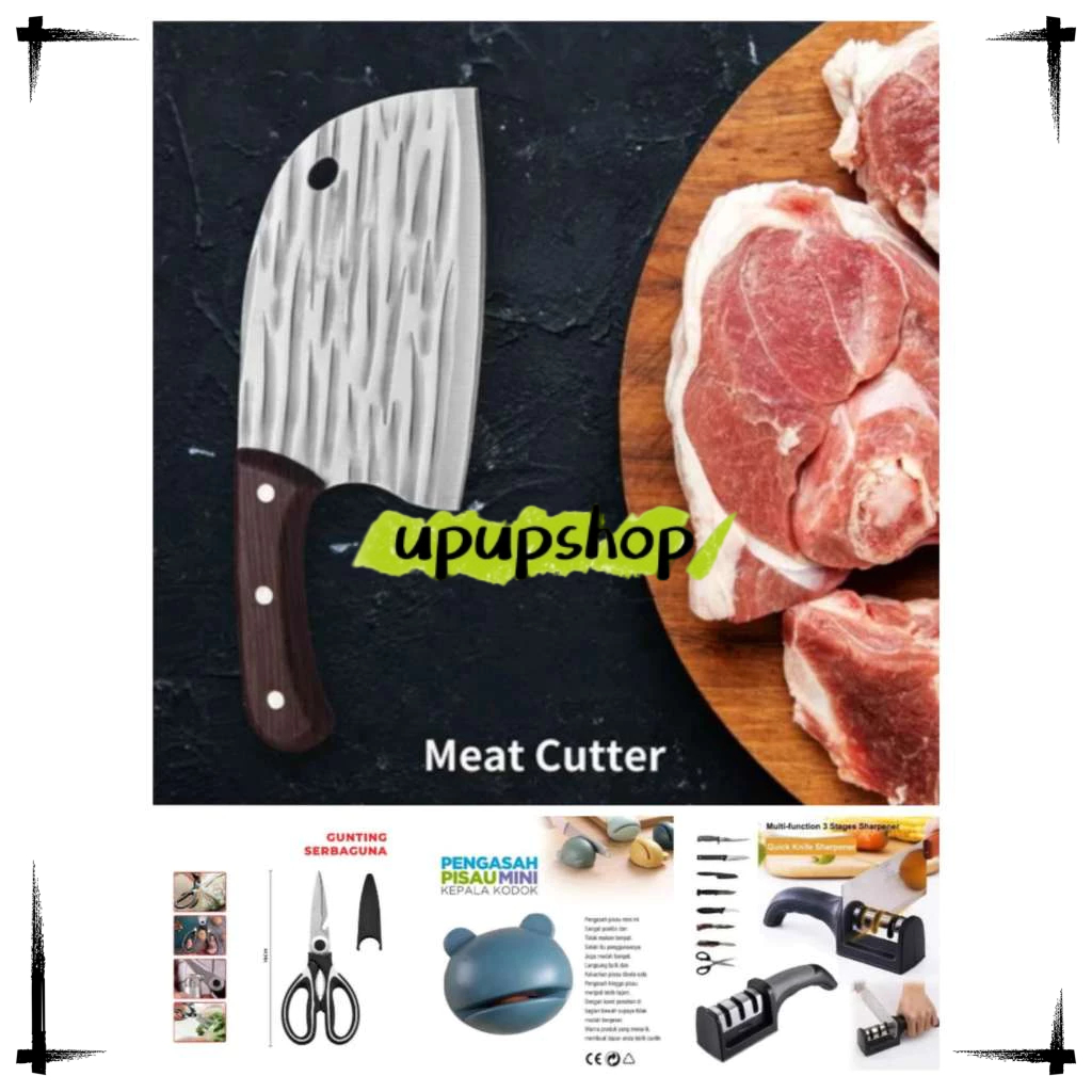 {UPUPSHOP} PISAU DAN GUNTING ALAT PEMOTONG DAGING/AYAM/SAYUR/DLL SUPER TAJAM & PENGASAH PISAU SERBAG