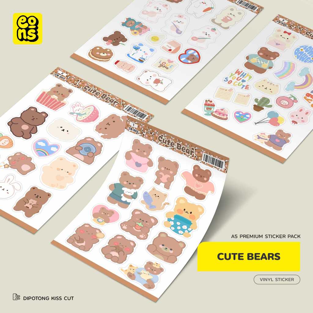 

Stiker Pack CUTE BEARS Waterproof Aesthetic- untuk Laptop, Motor, dan Helm - Paper Stationery