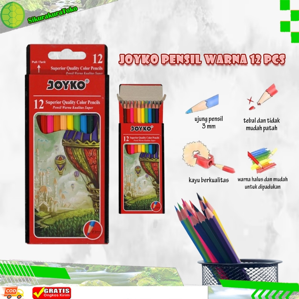 

(sko) JOYKO Pensil Warna Panjang 12 PCS Warni CP-100 color pencil Joyko