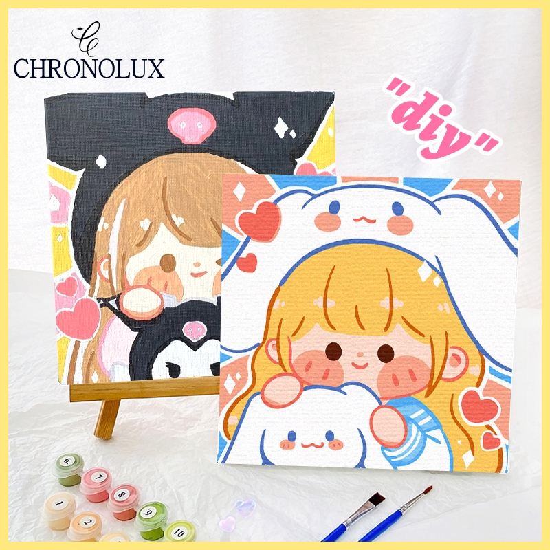 

Paint By Number 20x20cm Kit Kartun DIY Painting Kit Canvas Paint By Number Digital Melukis