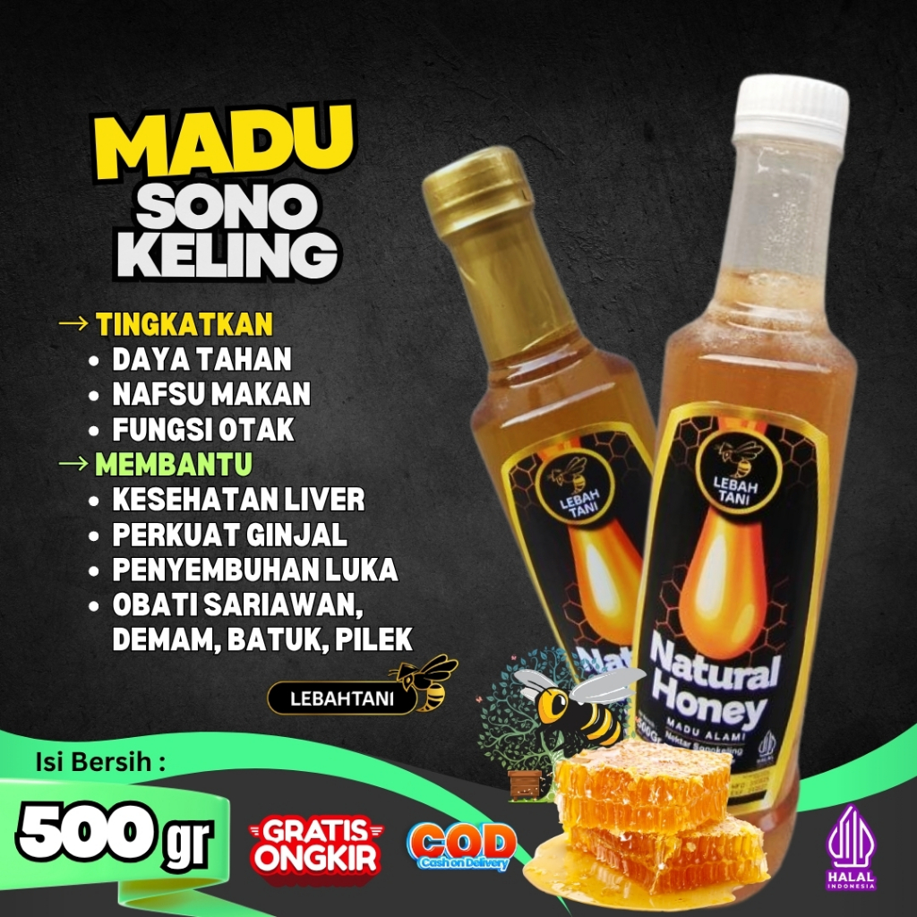 

Madu Asli Sonokeling Lebahtani 500 gr