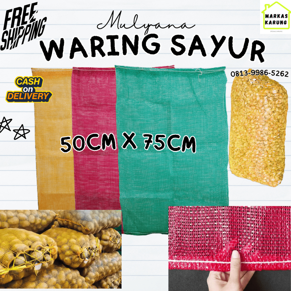 Waring Sayur 50x75 Jaring Sayur Karung sayur MERAH Karung Buah Jaring Buah Jaring kelapa Jaring bawa