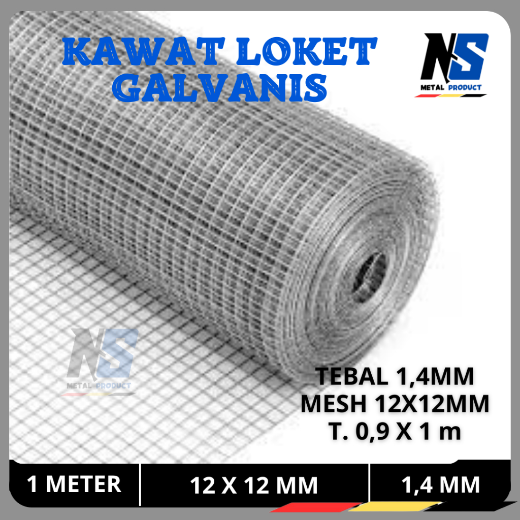KAWAT LOKET GALVANIS TEBAL 1,2MM DAN 1,4MM MESH 12 X 12MM LEMBARAN BEST QUALITY