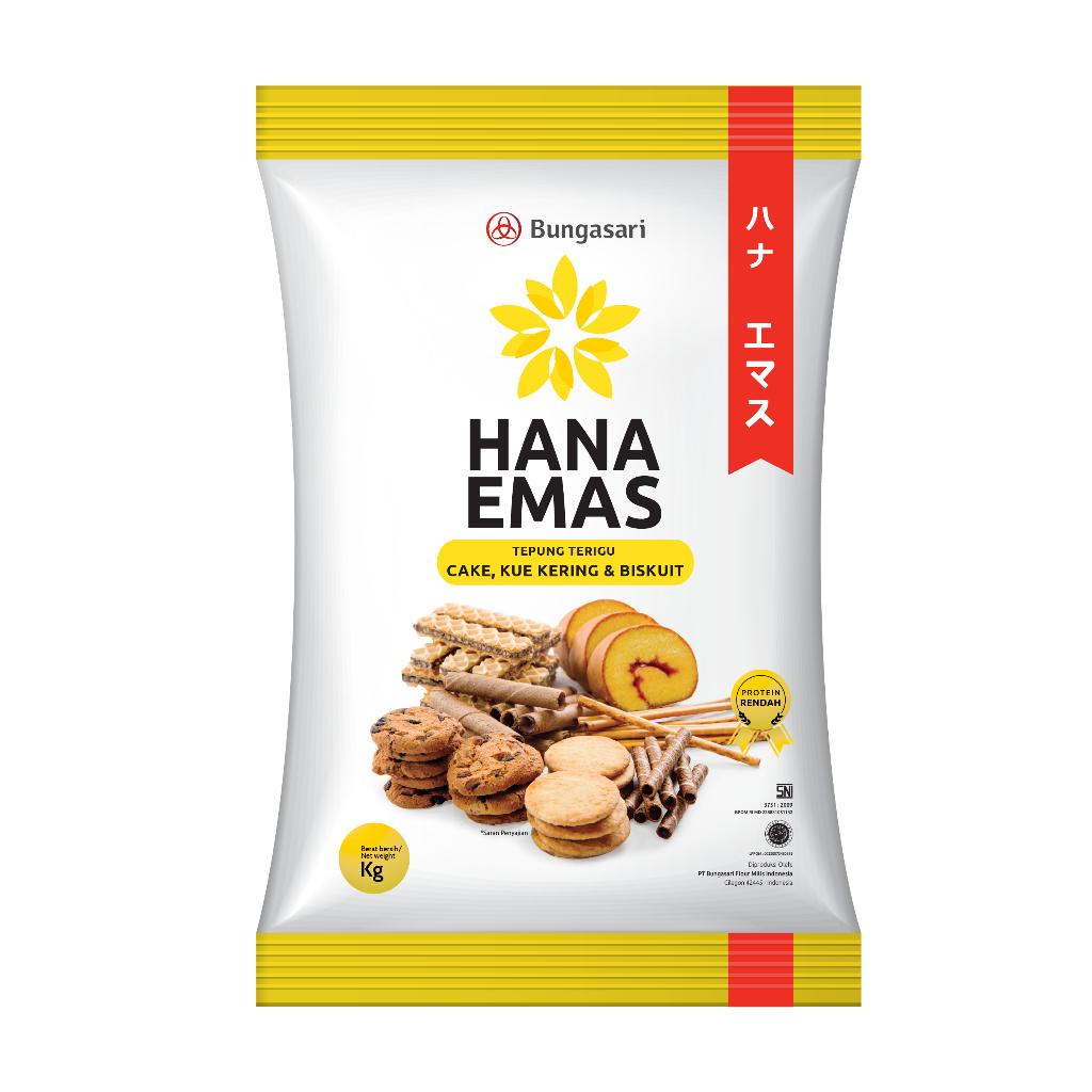 

Bungasari Hana Emas Tepung Terigu 1 KG Protein Rendah
