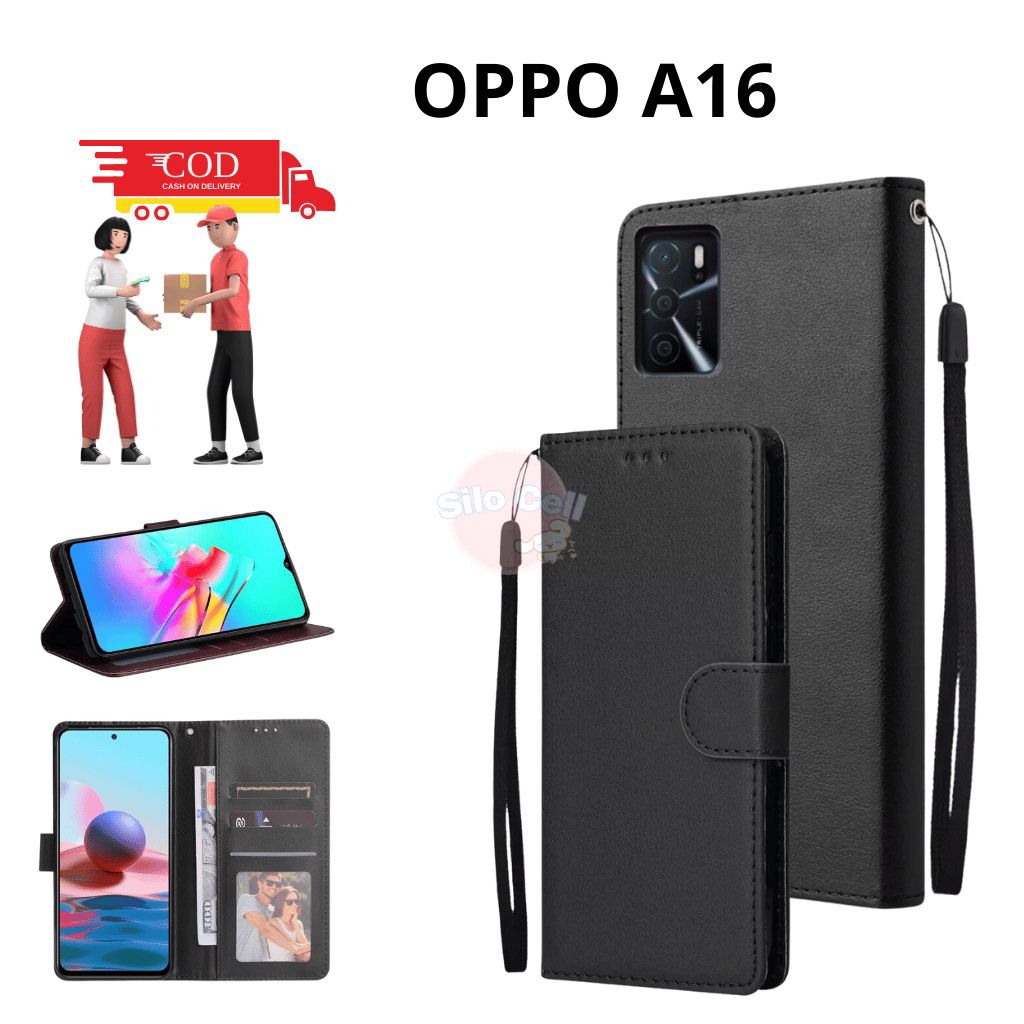 Casing Flip Polos Oppo A16 Casing Flip Wallet Dompet