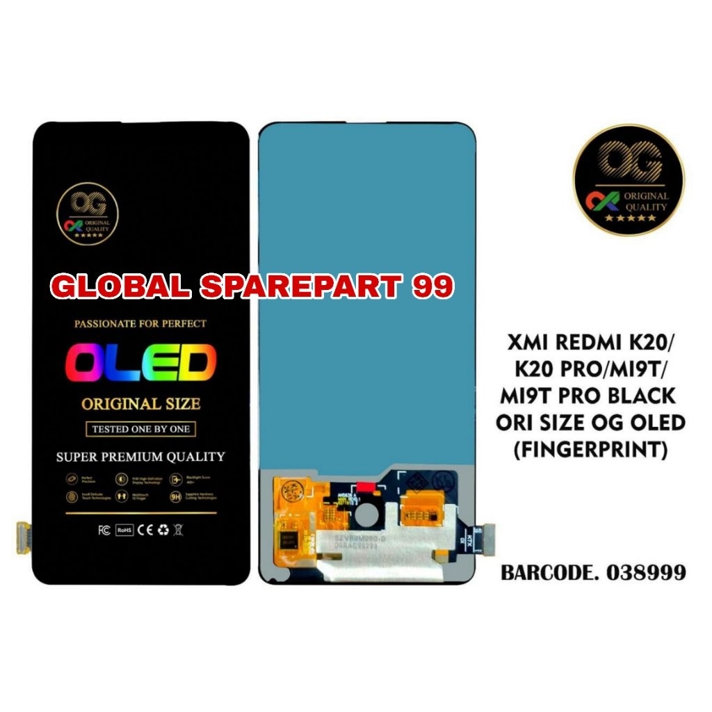 LCD XIAOMI REDMI K20 / K20 PRO / MI 9T / MI 9T PRO ORI OLED OG SUPER (BISA FINGERPRINT) OLED OG SUPE