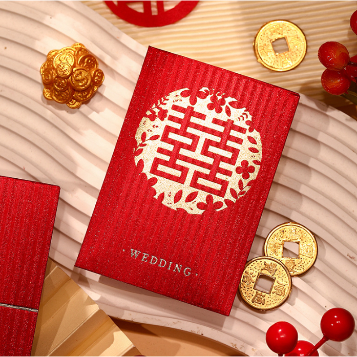 

De Gift Shop Angpao Pernikahan Glitter mini | Hong Bao Shuang Xi | Amplop Merah Pernikahan Glitter (1bgks isi 30pcs)