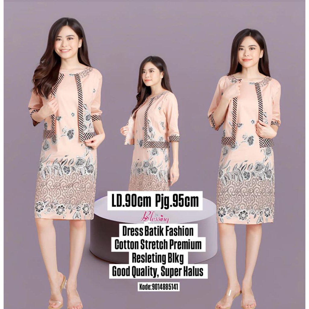 Dress Batik Fashion Dress Untuk Gereja Kondangan Pesta Elegan Modern