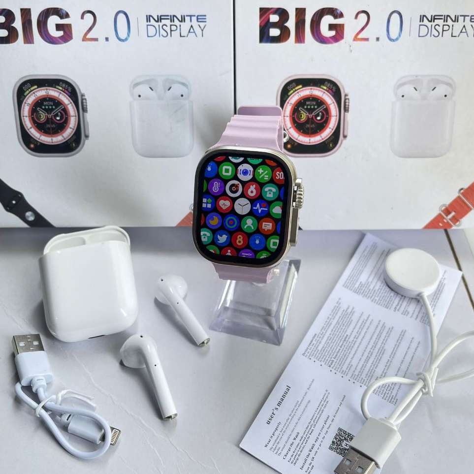 KODE X5T Terbaru Smartwatch i8 Ultra Watch 8 Free 2 Tali Plus Earphone TWS Full Layar ADA Kalkulator