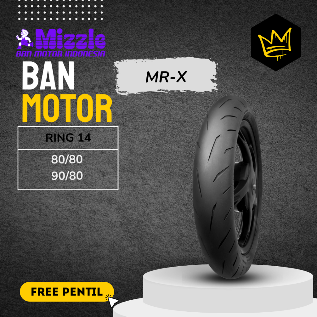 { Gratis Pentil } Ban Motor Mizzle MR-X Ring 14 Tubeless Soft Compound Pilih Varian 80/80-14 | 90/80
