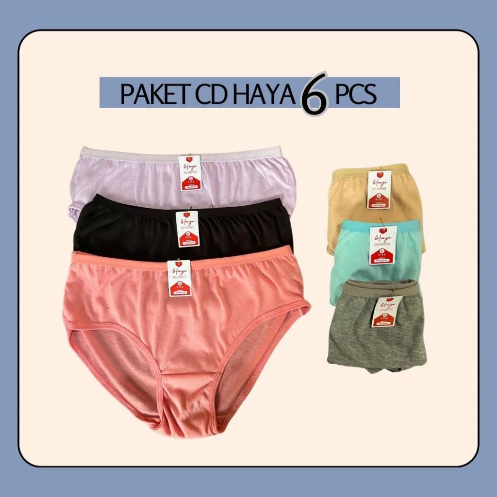 Haya Celana Dalam Wanita 6 Pcs Murah Celana Dalam Katun Cd Cewek Warna Warni
