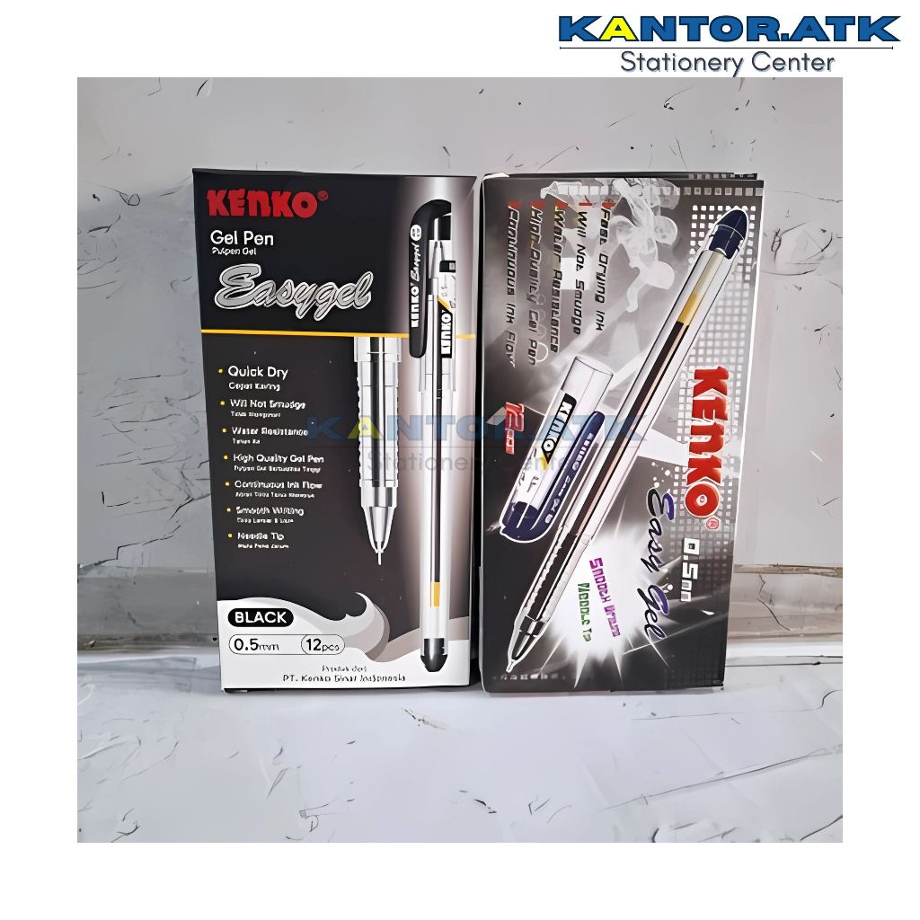 

Ay00! (12Pc) Pulpen Kenko EASY GEL 0.5mm Hitam