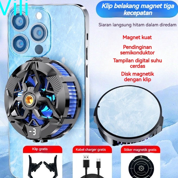 Vili X88 Fan Cooler Hp Heatsink Magnetic Pendingin Hp RGB Light Semikonduktor Original Hadiah Gratis