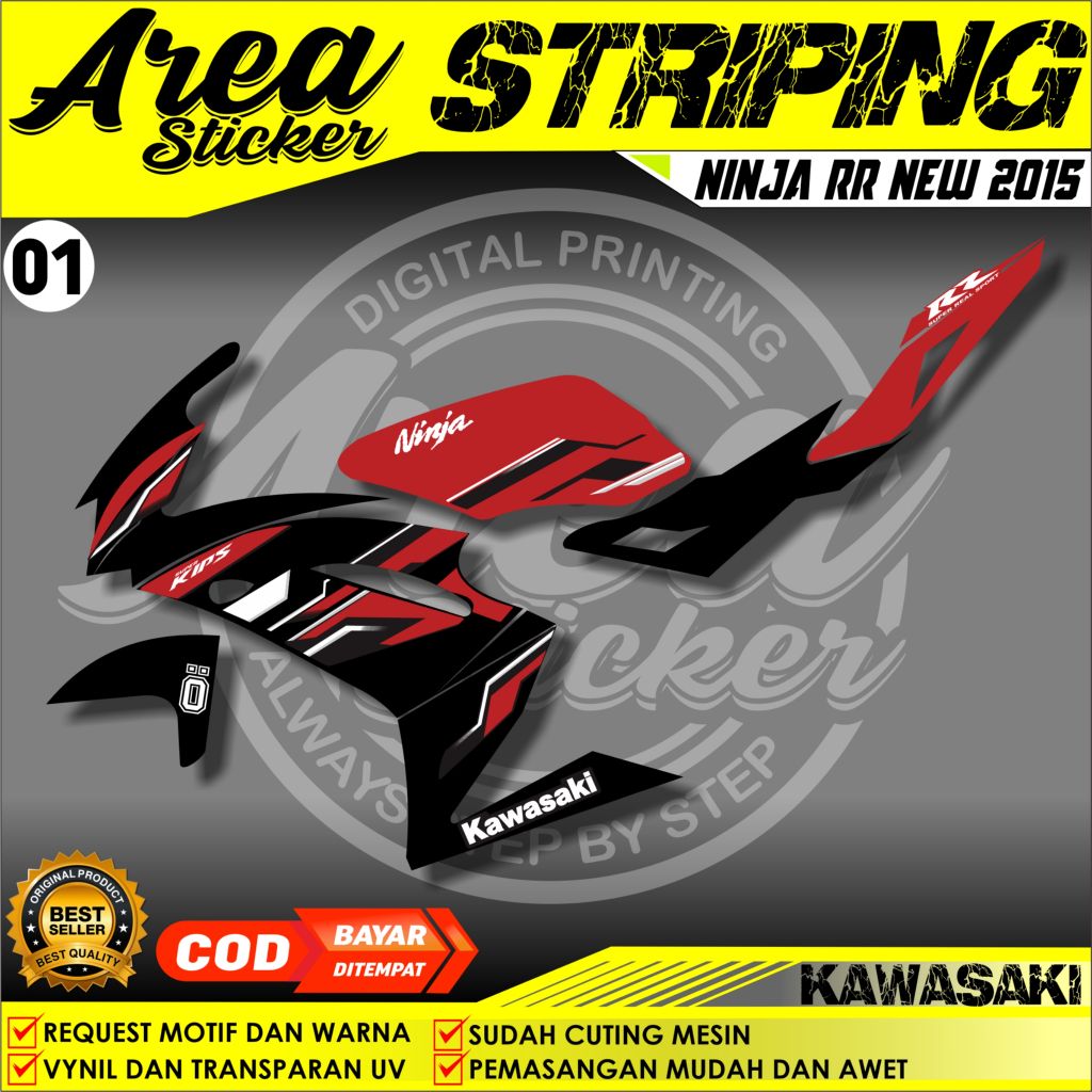 Stiker Ninja RR New// Striping Transparan Ninja RR 150 //Striping Ninja RR New 2015