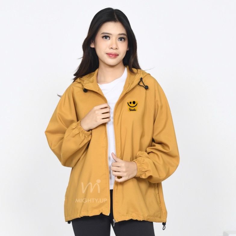 KODE C12G Mighty Up Jaket Running Wanita Parasut Windbreaker Anti Hujan UV Olahraga Wanita Bahan Kao