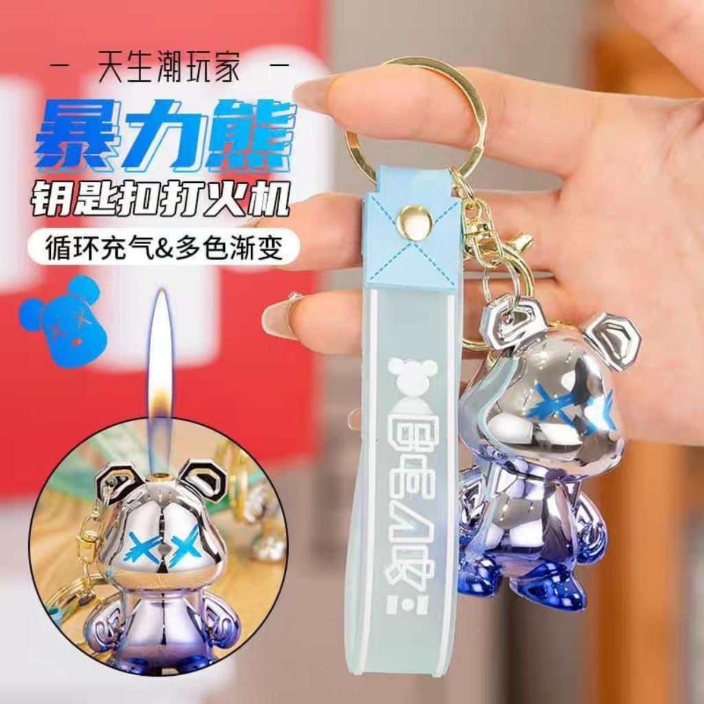 Korek api unik bentuk gantungan kunci boneka, api lilin isi ulang gas Boneka483
