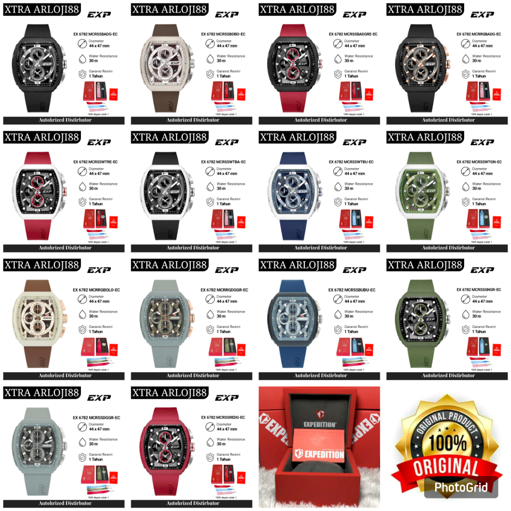 JAM TANGAN PRIA EXPEDITION EXP 6782 / E6782 ORIGINAL CHRONOGRAPH - TALI KARET - GARANSI RESMI 1 TAHU