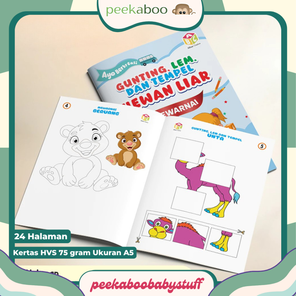 BUKU ANAK PAUD GUNTING LEM TEMPEL - HEWAN LIAR | BUKU AKTIVITAS ANAK BELAJAR MEWARNAI