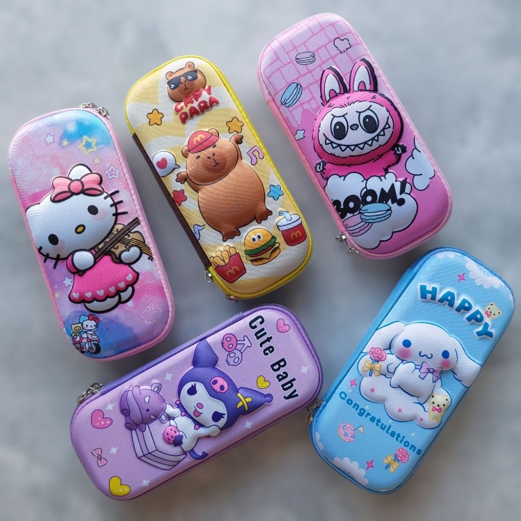 

Kotak Pensil Labubu 3D Timbul Tempat Pensil Anak Sekolah TK SD Karakter Motif Hellokitty Labubu Capypara Stationery