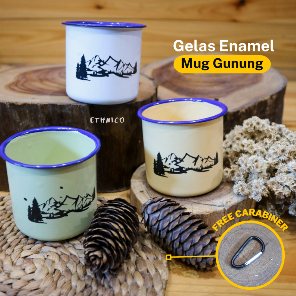 Gelas Enamel Mug Gunung dengan Sablon ORIGINAL