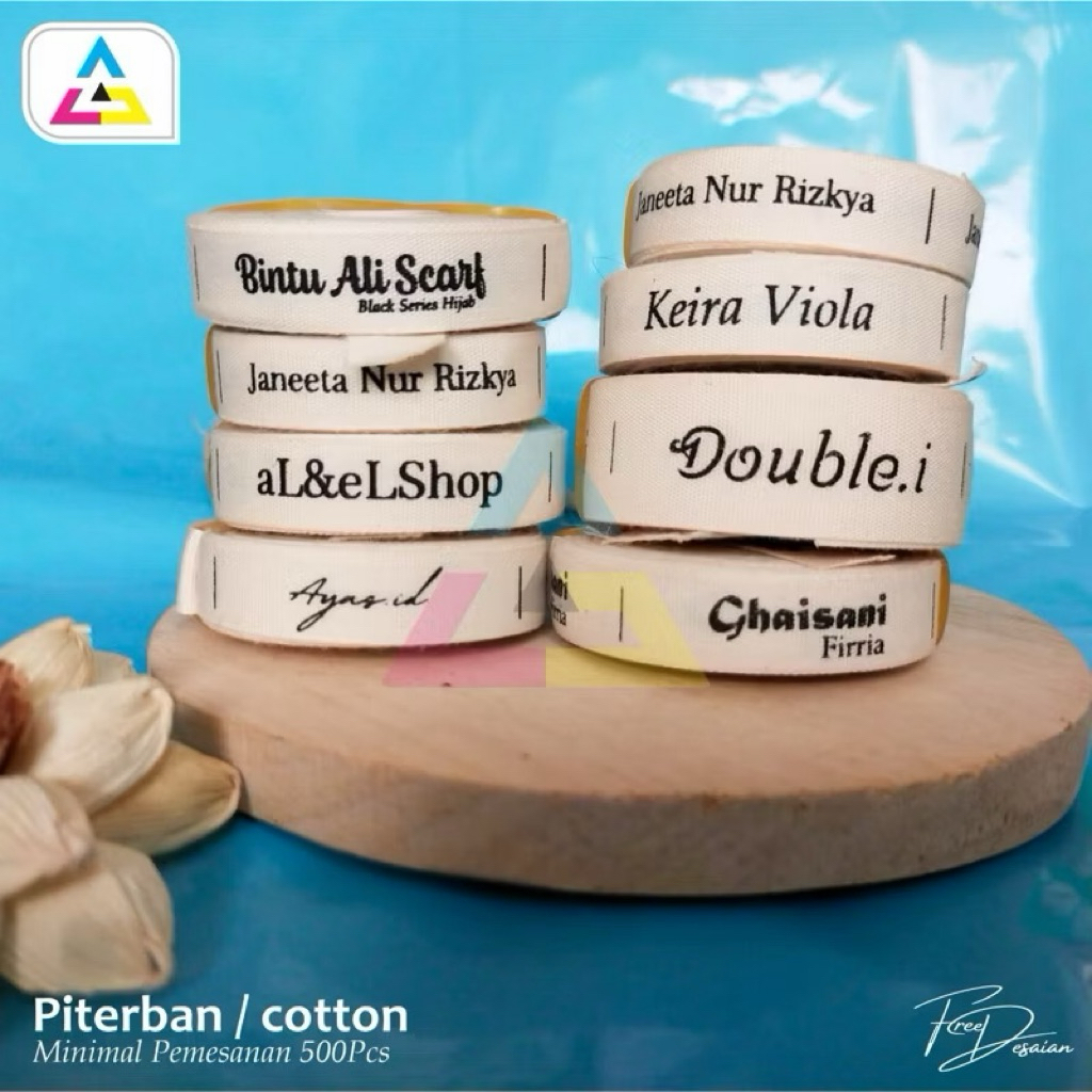 

( pitrban import 100pcs ) label baju / label hijab / label pengganti woven / label katun / label nama / label sablon