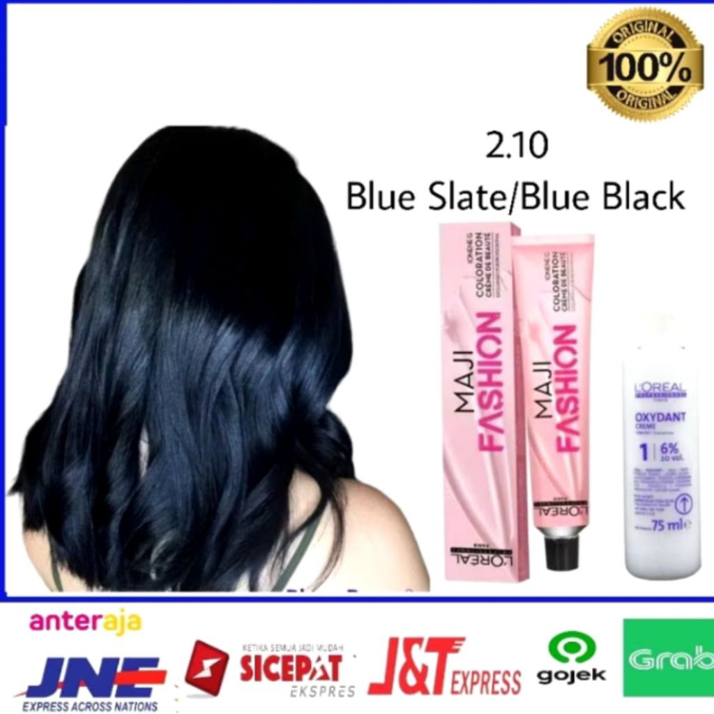 cat rambut Loreal majirel 2.10 extra blue black + oxidant L'oreal(pewarna rambut Loreal majifashion)
