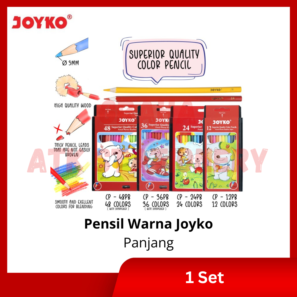 

[1 Set] Pensil Warna Joyko 12,24,36,48 Warna Panjang / Color Pencil Joyko 12,24,36,48 Warna Panjang