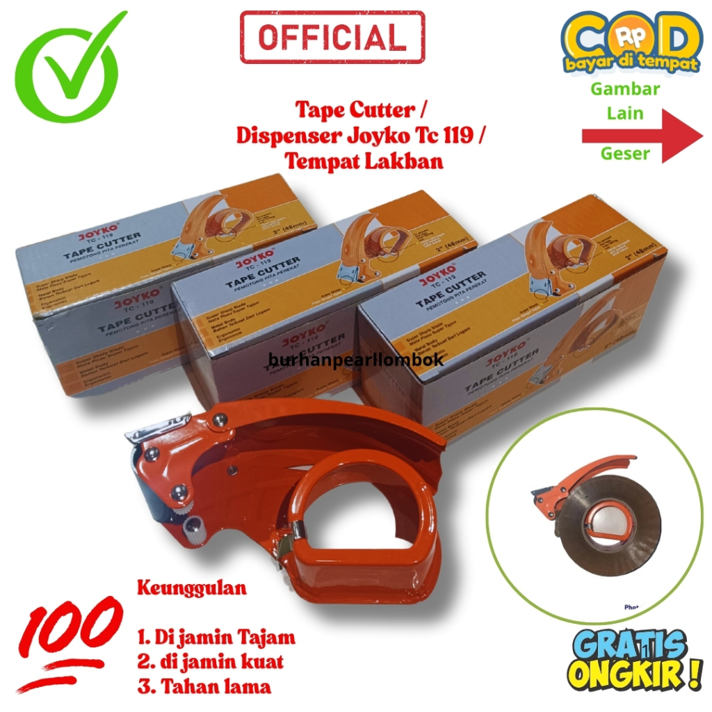 

Bisa Cod Joyko Tc-119 Tape Cutter / Tape Dispenser Lakban Bahan Besi