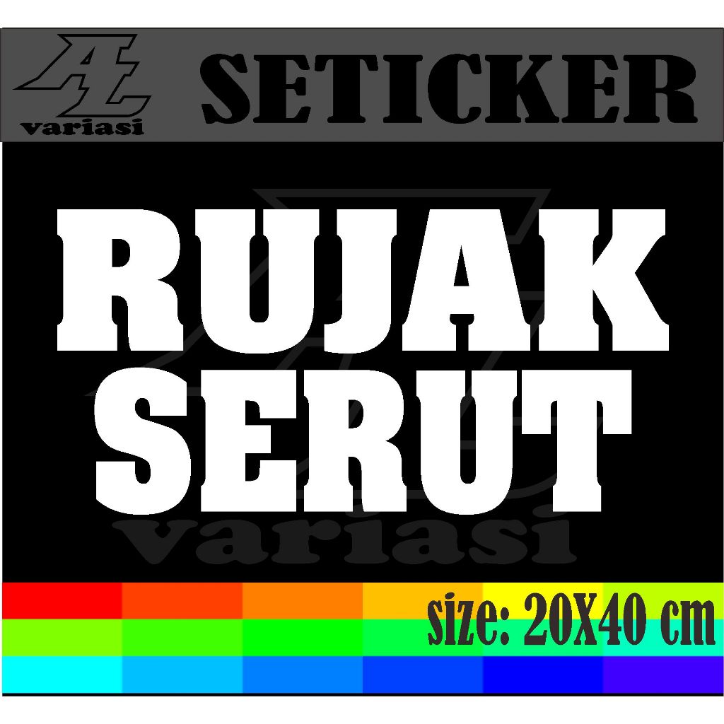 

cutting stiker temepelan nama jualan rujak serut dengan ukuran 20x40 cm
