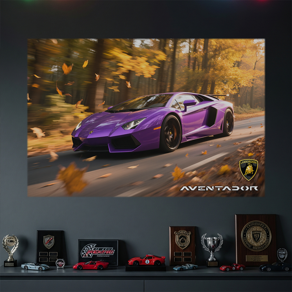 Poster Lamborghini Aventador Mobil Sport Hiasan Dinding Kamar Cowok Keren