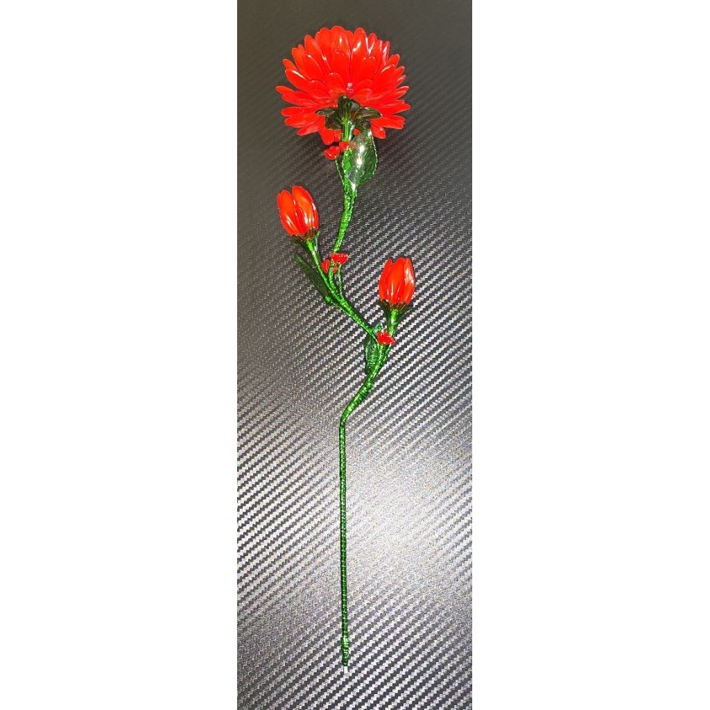 Bunga Merah Kristal Akrilik Buatan