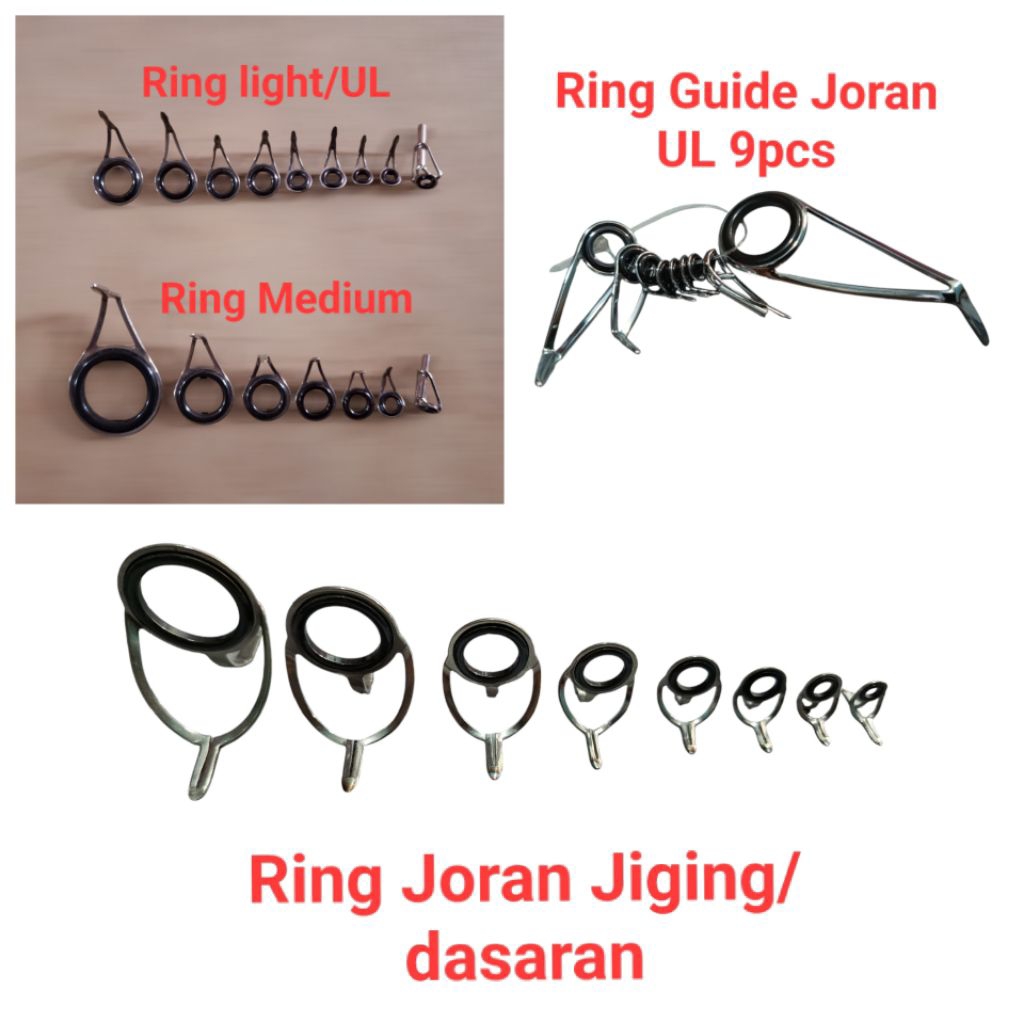 Ring Guide Joran 1 kaki dan 2 kaki UL medium 1 set  stainless steel keramik pancing casting ultralig