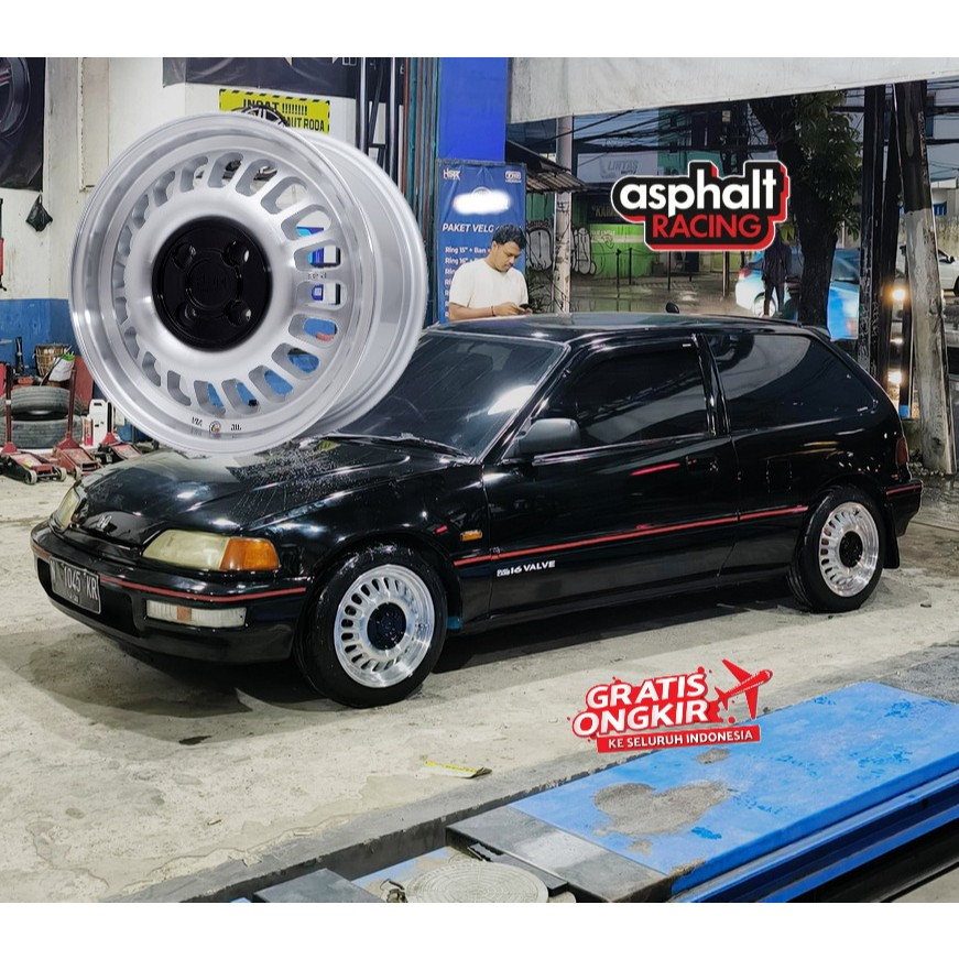 VELG MOBIL HSR RING 15 UNTUK CIVIC NEOVA KARIMUN SWIFT SIRION HSR BSI R15 PCD 4X100