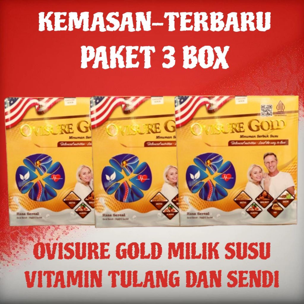 

PAKET 3 BOX NEW OVISURE GOLD ASLI 100% ORIGINAL MILIK SUSU VITAMIN TULANG DAN SENDI