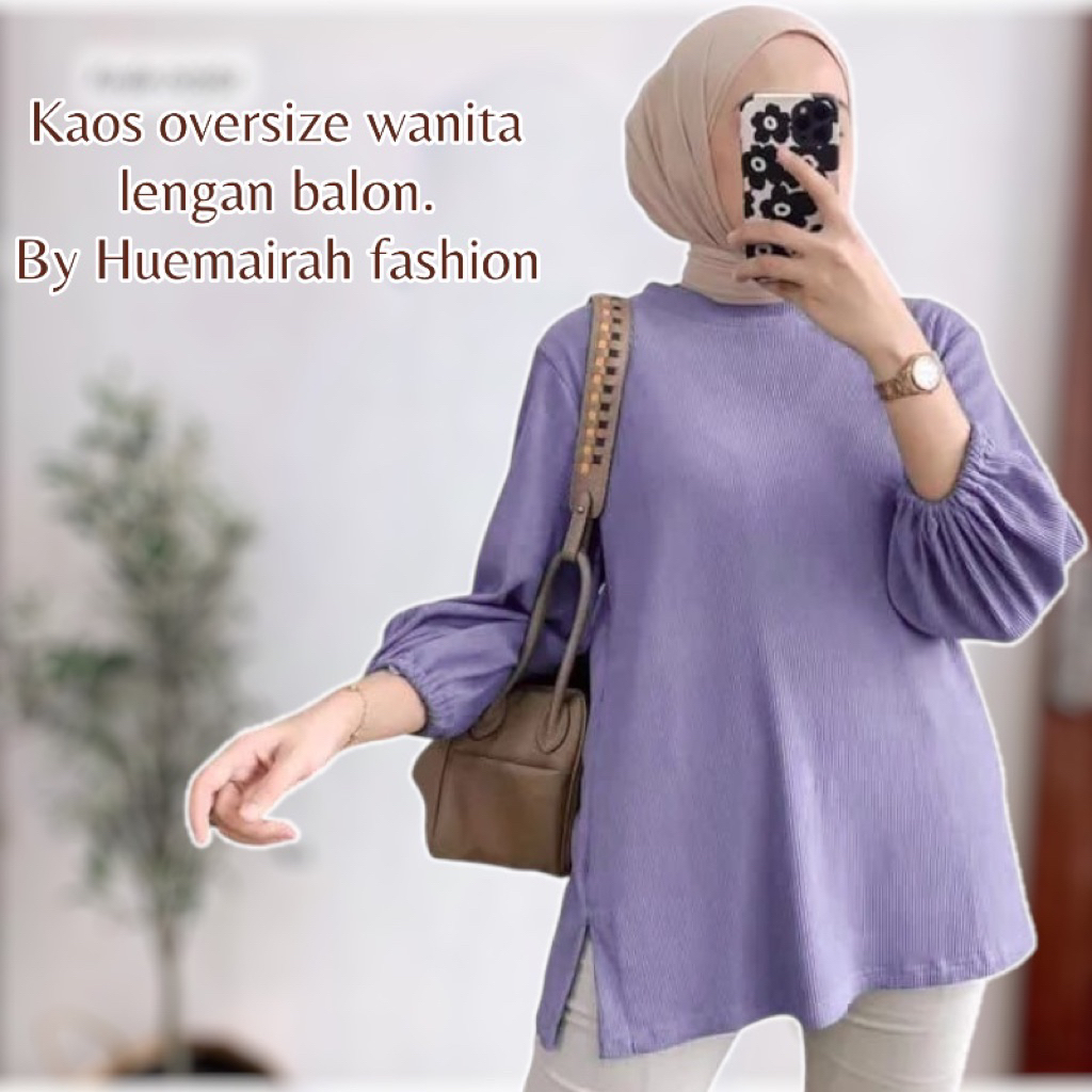 Atasan Blouse Hanover Rajut Oversize Tangan Balon / Batwing Blouse Knit