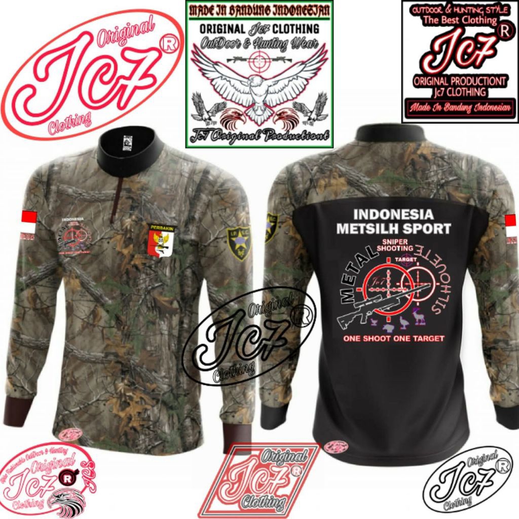JERSEY PERBAKIN PREMIUM, METAL SILHOUETTE, ONE SHOOT ONE TARGET, KERAH RESLETING, TANGAN PANJANG RIB