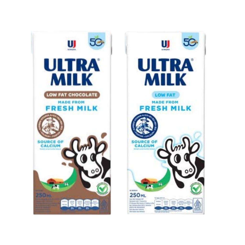 

SUSU ULTRA MILK LOW FAT 250ML FULL CREAM, COKLAT
