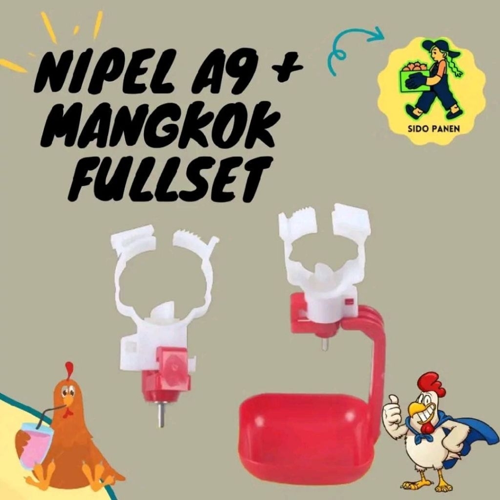 Nipple A9 Mangkok Nipel Nepel Kandang Ayam Layer Broiler Petelur (10 biji)