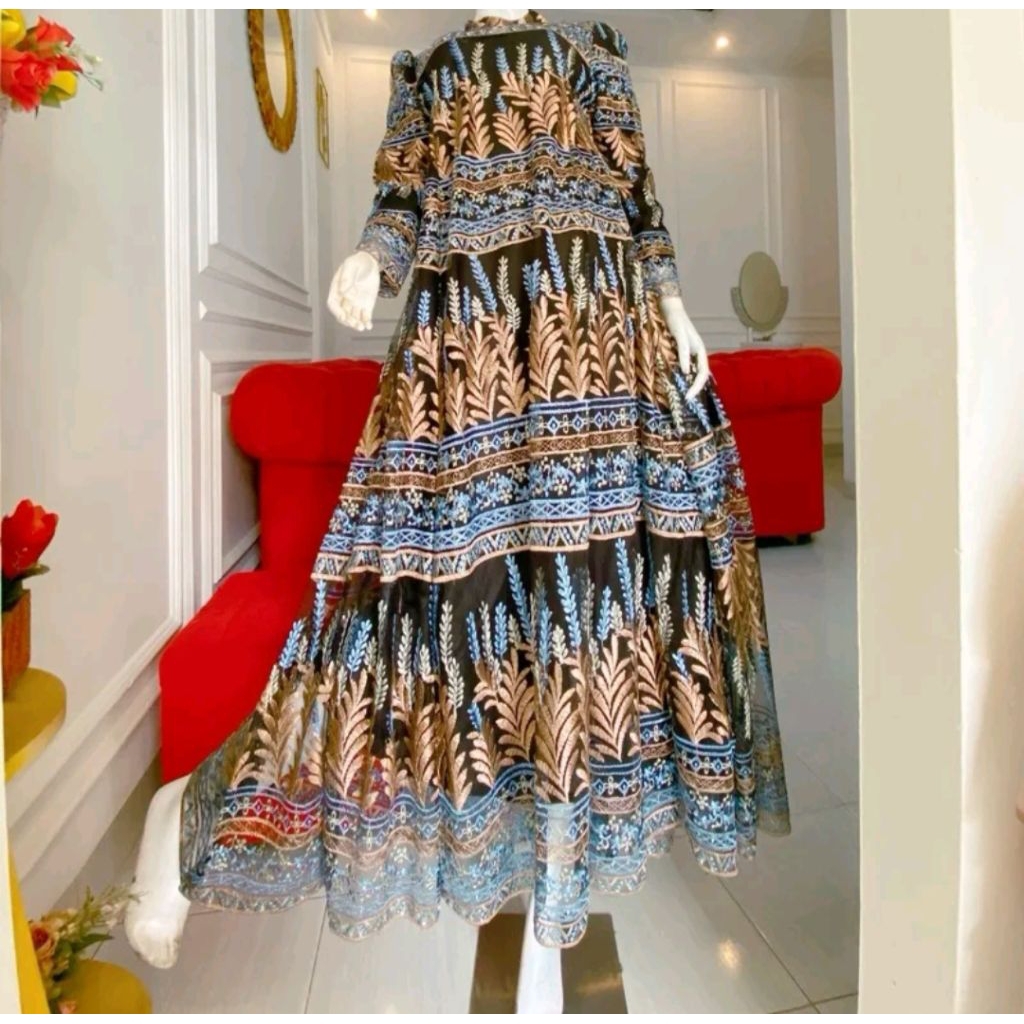 Dress maxy brokat premium