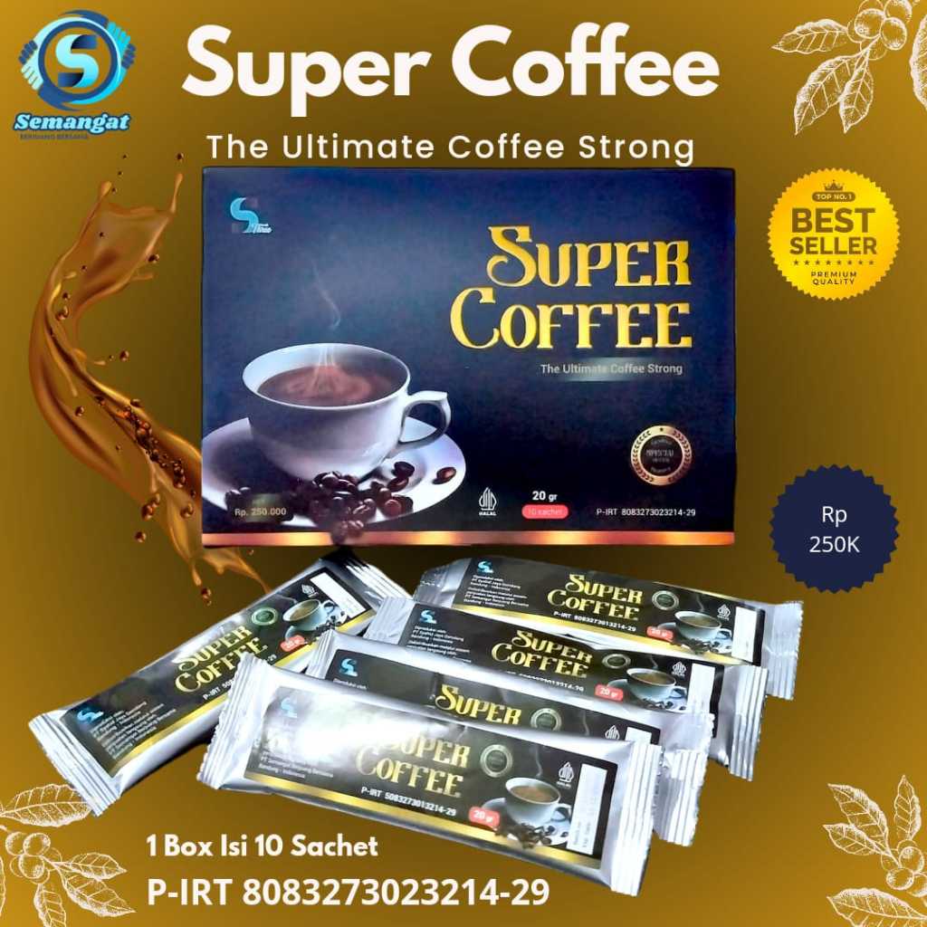 

SUPER COFFEE 1 BOX ISI 10 SACHET THE ULTIMATE COFFEE STRONG ORIGINAL GEN INDONESIA