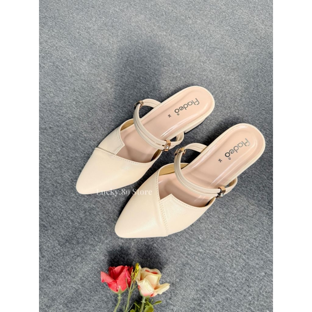 kinjana09 - fladeo sandal wanita selop heels 3cm sepatu pesta mewah