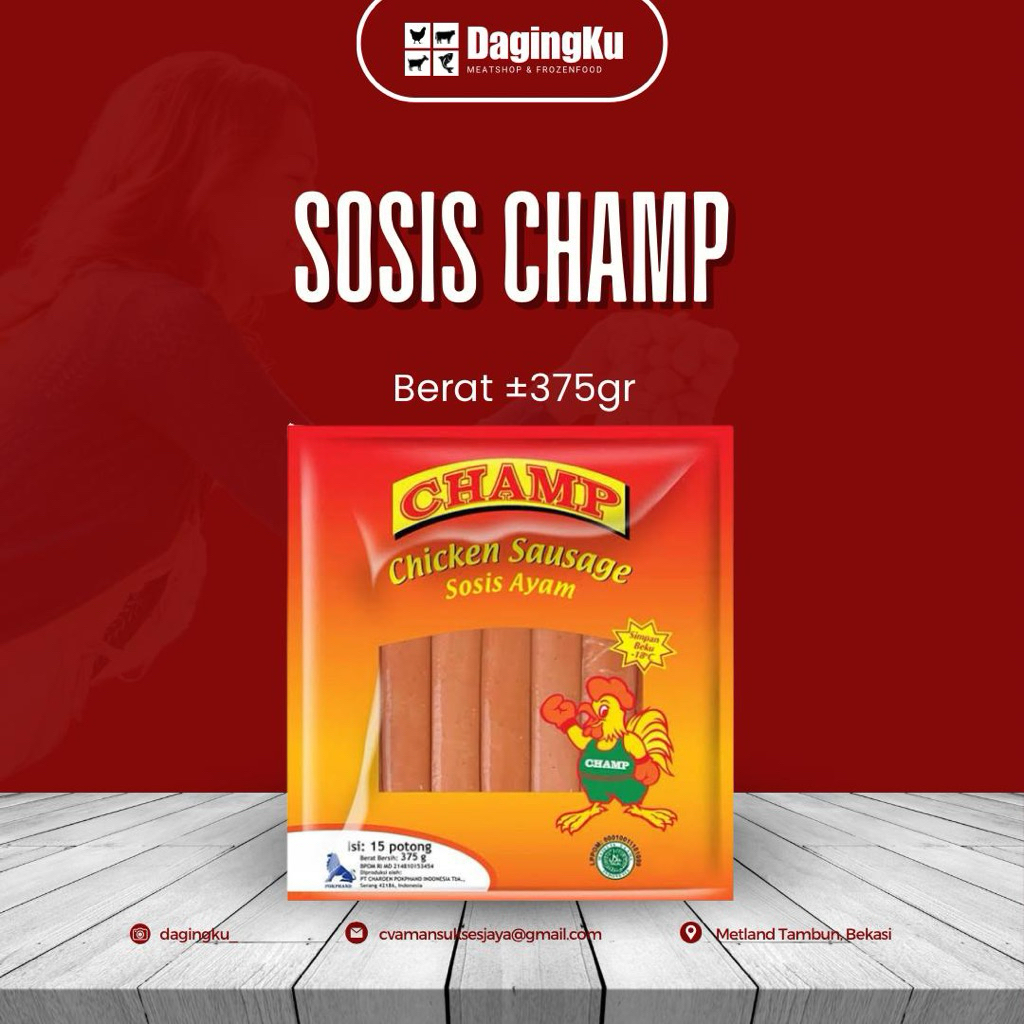 

Sosis Champ 375gr isi 15 potong