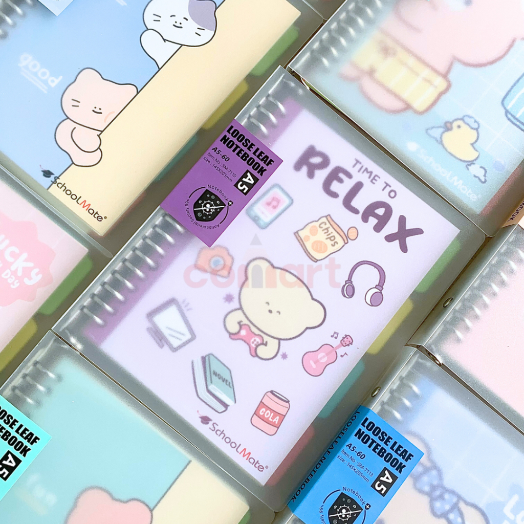 

SchoolMate Animal Cute Binder Kampus Fancy A5 B5 Loose Leaf Notebook Transparan Ring Besi Aesthetic Bisa Diisi Ulang