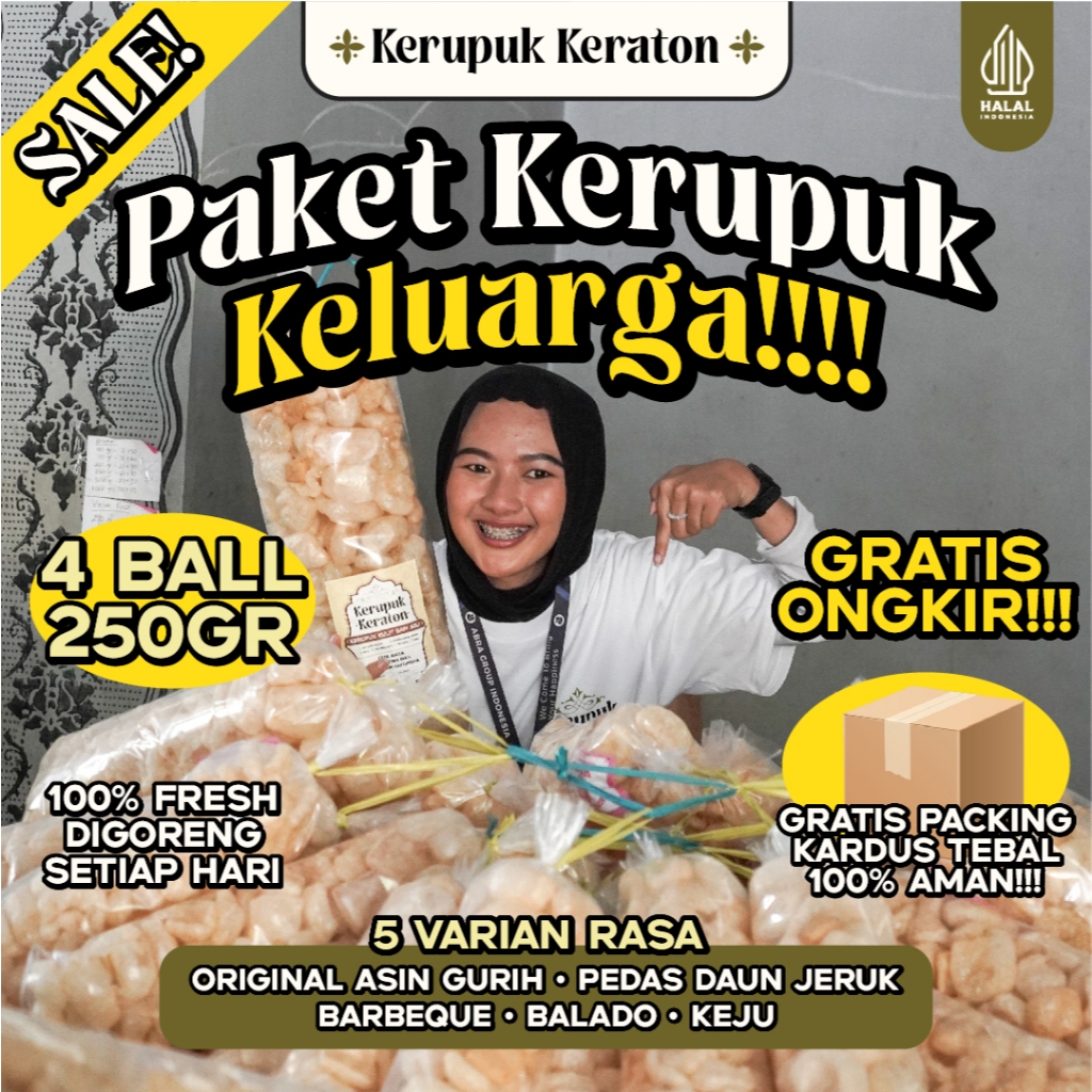 

Kerupuk Keraton – Paket Keluarga 250gr 4Pcs Aneka Rasa 100% Halal Cocok untuk Stok di Rumah