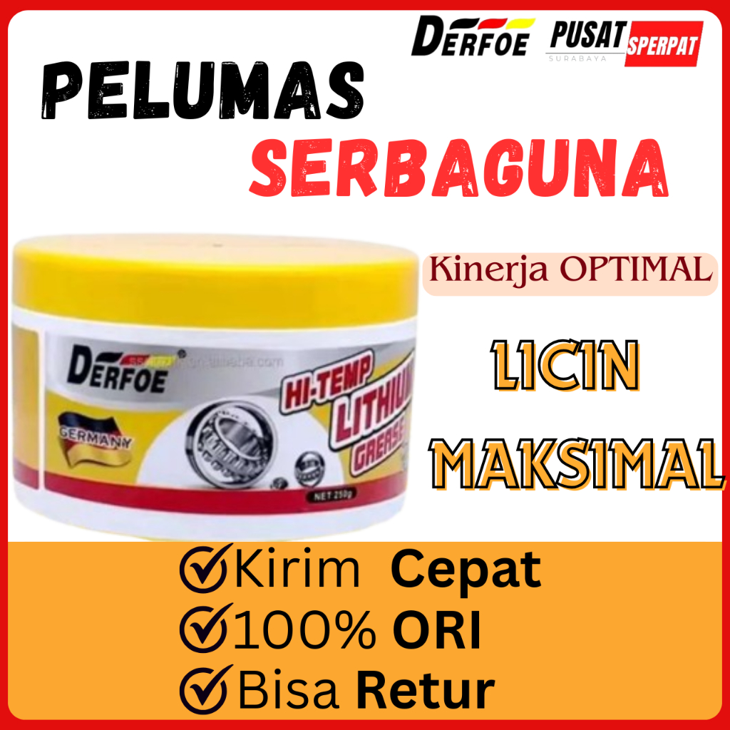 DERFOE - HI-TEMP LITHIUM GREASE 1PCS/3PCS 250G KUNING PELUMAS BEARING TAHAN PANAS & TEKANAN