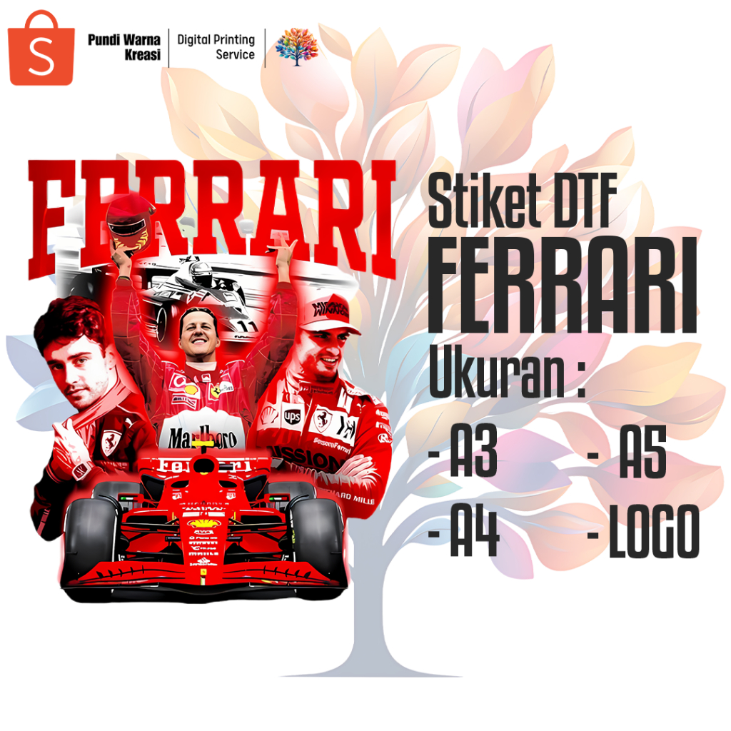 

CETAK STIKER DTF F1 - FERRARI (A3,A4,A5,LOGO)