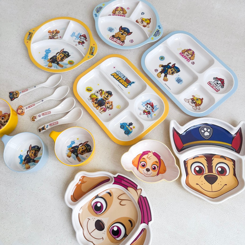 ELCO premium melamine paw patrol kids plate spoon tableware set / piring sendok anak bahan melamin