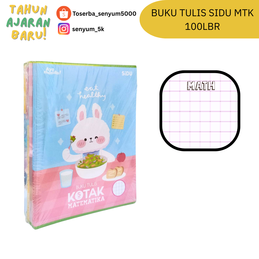 

BUKU TULIS SIDU MATEMATIKA KOTAK-KOTAK 5/PAK